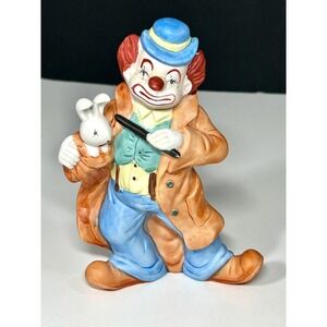 Enesco Clown with Long Coat, Big Shoes, and Rabbit- 6" Figurine